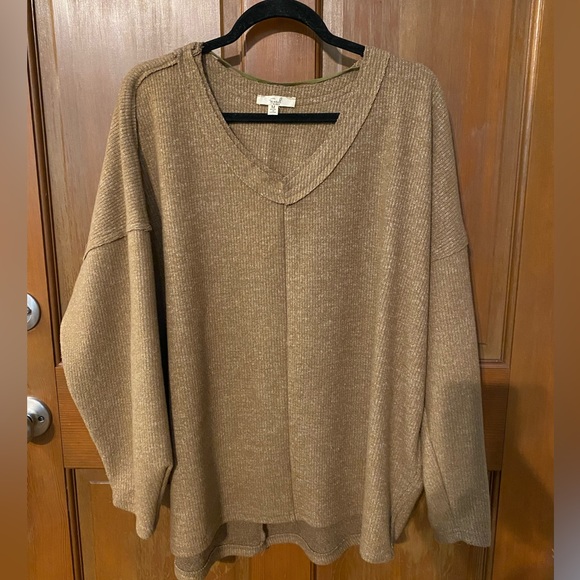 Easel Oversized Sweater in Tan - Picture 2 of 10